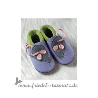 POLOLO -  Hausschuh Softleder Minni l Lilac Pistazie 30/31